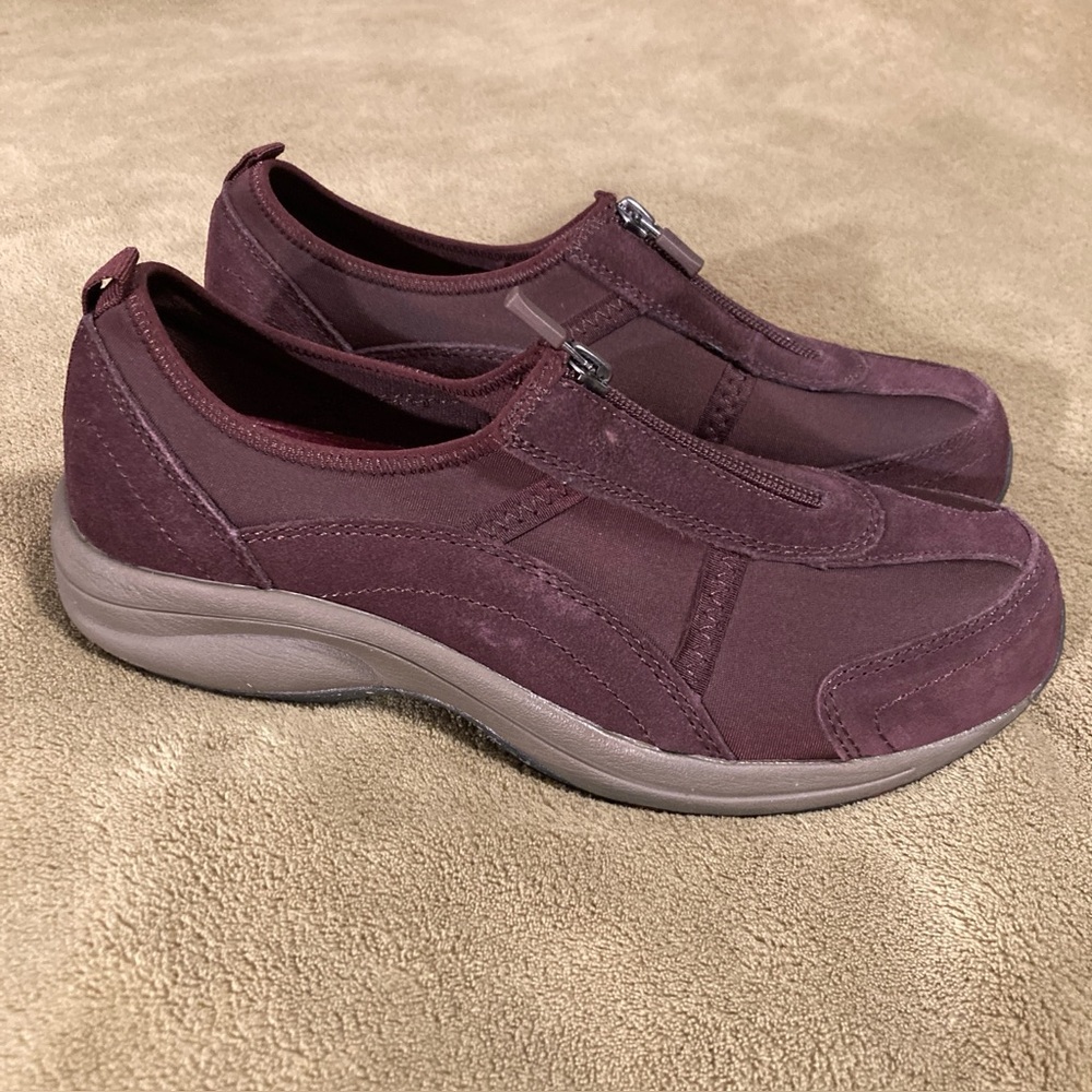 NIB Easy Spirit Leather Walk4Zip Shoes Brown Size 8.5W